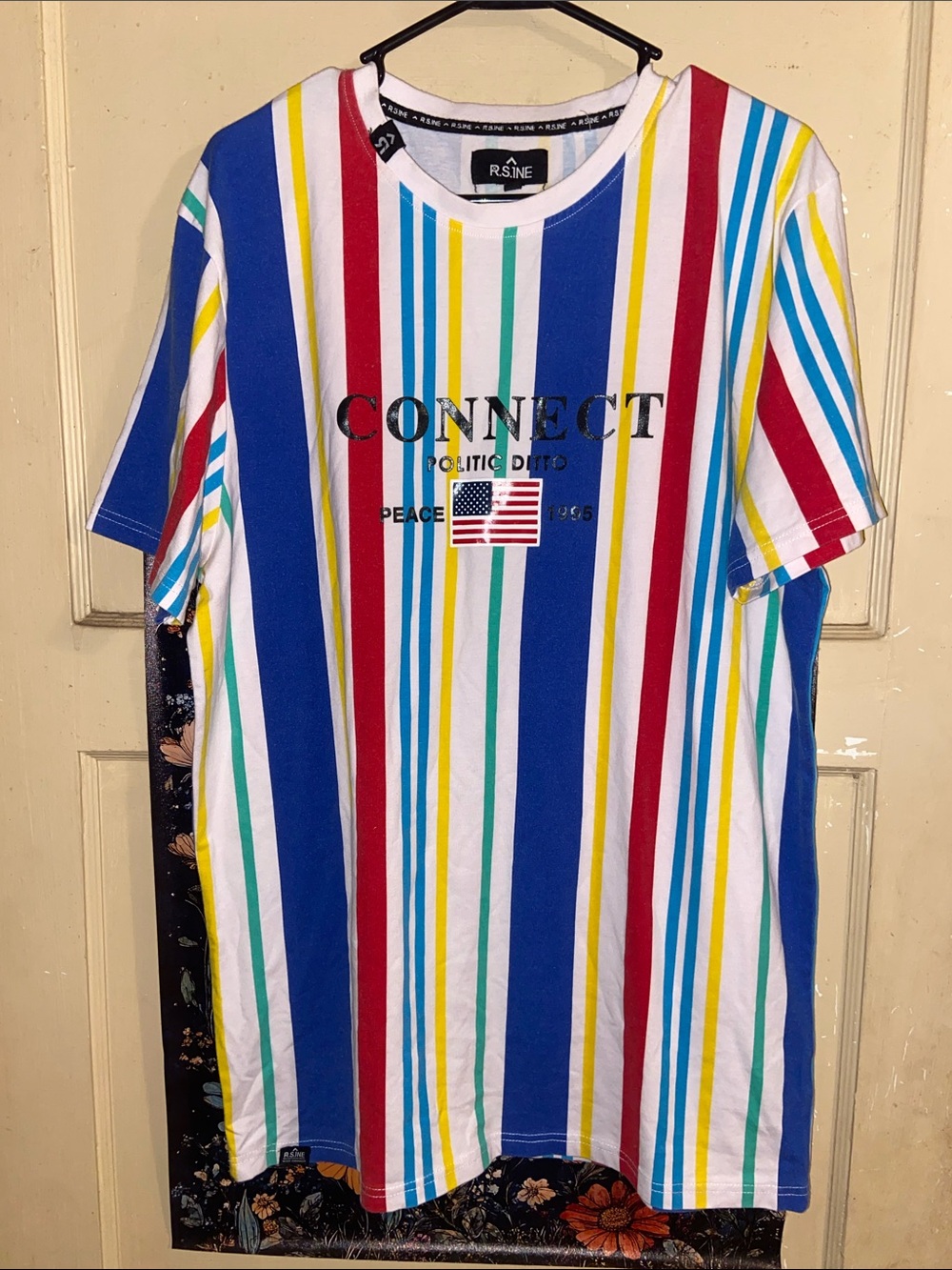 VTG POLITIC DUTTO PEACE 1995 T-SHIRT R.S.1NE Bold Stripes CONNECT